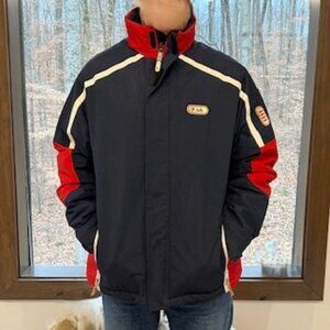 MEN'S FILA SKI JACKET, SIZE LARGE, BLUE/RED/WHITE PIPING